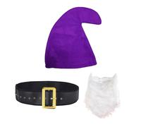 jokeshop Seven Costume de nain de jardin 3 pièces pour adultes (chapeau, barbe et ceinture) Violet