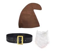 jokeshop Seven Déguisement de nain nain et nain 3 pièces pour adultes (marron, chapeau, barbe et ceinture)