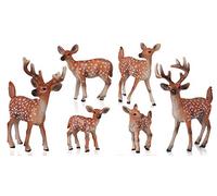 JOKFEICE Deer Toys - Lot de 6 figurines réalistes d'animaux de la forêt - Jouets éducatifs précoces, décoration de gâteau d'anniversaire pour enfants