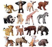 JOKFEICE Figures Animales 16 pièces Réaliste en Plastique Mini Jungle Animaux Jouets Ensemble Comprend Lion, éléphant, Tigre, zèbre etc. Projet Scientifique, Cadeau d'anniversaire pour Enfants