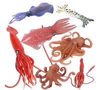 JOKFEICE Figures Animales 7 pièces Réaliste en Plastique Octopus Family Action Modèle Projet Scientifique, Cadeau d'anniversaire, gâteau Topper pour Enfants