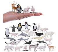 JOKFEICE Figurines d'animaux polaires en miniature, 26 pièces, pingouin réaliste, ours polaire, phoque, animaux d'hiver pour décoration éducative précoce, décoration de gâteau d'anniversaire, cadeau