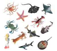JOKFEICE Lot de 12 figurines d'animaux de l'océan réalistes pour fêtes d'enfants, projets scolaires, décorations de fête d'anniversaire sur le thème de l'océan