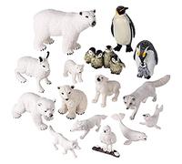 JOKFEICE Lot de 15 figurines d'animaux polaires réalistes avec loup arctique, renard, ours polaire, pingouin - Jouets éducatifs pour enfants
