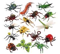 JOKFEICE Lot de 16 figurines d'insectes réalistes comme libellule, araignée, moustique, jouet éducatif pour enfants, cadeau d'anniversaire, décoration de gâteau