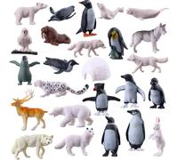 JOKFEICE Lot de 25 Petits Animaux Polaires réalistes en Plastique - Modèle d'action de Pingouin - Jouet éducatif précoce - Décoration de Cupcake d'anniversaire pour Enfants et Adultes