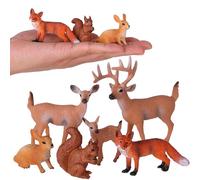 JOKFEICE Lot de 6 Figurines d'animaux de la forêt en Plastique pour projets scientifiques, Apprentissage, Jouets éducatifs, décoration de gâteau, Cadeau d'anniversaire de Noël pour Enfants