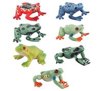 JOKFEICE Lot de 7 figurines d'animaux en plastique de grenouille pour projets scientifiques, apprentissage, jouets éducatifs, cadeau d'anniversaire, décoration de gâteau, pour enfants