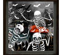 JOKILY Autocollant Halloween pour fenêtre - Autocollant Halloween - Cartoon - Autocollant épais et durable - Décoration intérieure - Pirate de et blanc - Horreur