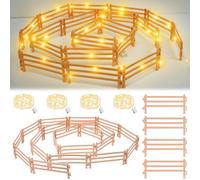 JOKILY Lot de 40 jouets pour clôture de cheval, jouet avec lumière, LED, accessoire d'escrime, jouet pour cheval, écurie, animaux de ferme, grange, clôture, panneau, accessoires de bricolage