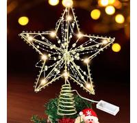 JOKILY Sapin de Noël en forme d'étoile de Noël à LED scintillante, décoration de Noël, doré, 30 cm, pour Noël en hiver