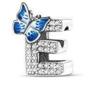 Jokmeo Charme Lettre E en argent sterling 925 pour femme, avec motif papillon, compatible avec les bracelets et colliers européens, bijou féminin tendance.