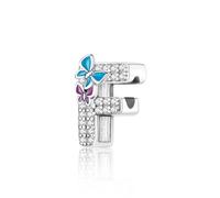 Jokmeo Charme Lettre F en argent sterling 925 pour femme, avec motif papillon, compatible avec les bracelets et colliers européens, bijou féminin tendance.