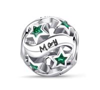 Jokmeo Pendentif avec pierre de naissance de mai en argent 925 pour femmes, compatible avec des bracelets et des colliers de style Pandora et européen. Adapté pour les femmes et les filles.