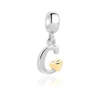 Jokmeo Pendentif Initiale C avec Cœur Doré en Argent 925 pour Femme, Compatible avec les Bracelets et Colliers de Style Pandora et Européen. Convient aux Femmes et aux Filles.