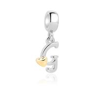 Jokmeo Pendentif Initiale G avec Cœur Doré en Argent 925 pour Femme, Compatible avec les Bracelets et Colliers de Style Pandora et Européen. Convient aux Femmes et aux Filles.
