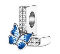 Jokmeo Pendentif Initiale L avec Papillon en Argent 925 pour Femme, Compatible avec les Bracelets et Colliers de Style Pandora et Européen. Convient aux Femmes et aux Filles.