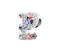 Jokmeo Pendentif Lettre P avec Motif d'Étoile de Mer en Argent 925 pour Femme, Compatible avec les Bracelets et Colliers de Style Pandora et Européen. Convient aux Femmes et aux Filles.