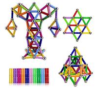 Jokooan Construction Magnetique Enfant 144 pcs, Set de Bâtons Magnétiques STEM Jouet, Jeux Educatif de Construction pour Enfants (Couleur aléatoire)
