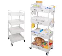 JOLEAD Rangement de Couches pour Bébé Chariot, Mobile sur 4 Niveaux Nouveau-né Nurserie Organiseur, en Plastique dur et Robuste, Grande Capacité pour Indispensables de la Pépinière, Facile à Assembler