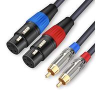 JOLGOO Câble Double XLR vers RCA, Câble Double XLR Femelle vers Double RCA Mâle, Câble Audio HiFi 2 XLR Femelle vers 2 RCA Mâle, Fil 4N OFC, pour Amplificateur Mélangeur Microphone, 2M