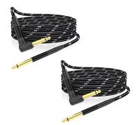 JOLGOO Lot de 2 câbles d'instrument TS de 6,35 mm, coudé à droite de 6,35 mm, ligne audio mono pour guitare électrique, basse, clavier, amplificateur, haut-parleur