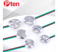 Joli à bouton-poussoir en métal étanche à course courte, lumière LED à Cristal automatique momentanée, fils, 12-24V, 220V, 1NO, 16mm, 19mm, 22mm, 25mm, 30mm tri-colour(1NO)
