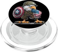 Joli Aigle de Dessin animé en Costume Militaire avec Bouclier des États-Unis PopSockets PopGrip pour MagSafe
