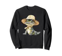 Joli alligator avec chapeau de paille Aquarelle Art Sweatshirt
