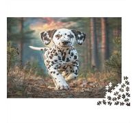 Joli Animal de Compagnie Chien Papier recy hiot Dalmatien Courant dans la forêt Puzzle Jouet éducatif Familial 70x50cm/1000 pièces
