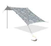 Joli animal de dessin animé éléphant gris conçu UPF50+ Cabane de plage imperméable avec pelle à sable pour camping, pêche, arrière-cour amusante sombrillas para Playa