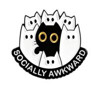 Joli badge chat noir avec symbole de batterie faible sociale pour une communication émotionnelle amusante entre amis, taille unique, Comme décrit