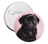 Joli badge en fer blanc avec motif carlin noir - Broche ronde personnalisée - Convient pour les enseignants, les infirmières, les médecins, le personnel, les cadeaux de fête, 5PCS, Plastique