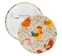 Joli badge en métal rond en forme de coq et poussin, broche légère pour sac à dos, épingles à boutons tendance pour chemises, vestes, châle, manteau, unisexe, 5PCS, Fer blanc, épingles rondes en métal