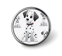 Joli badge rond dalmatien en émail - Broche à boutons - Décoration personnalisée pour vêtements - Unisexe - Porte-badge, chapeaux, sacs, chemises