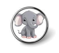 Joli badge rond en émail avec motif éléphant de dessin animé - Broche à bouton personnalisé - Décoration de vêtements unisexe - Porte-badge, chapeaux, sacs, chemises