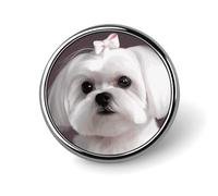 Joli badge rond en émail pour chien maltais - Broche à boutons - Décoration personnalisée pour vêtements - Porte-badge, chapeaux, sacs, chemises