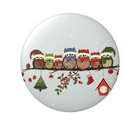 Joli badge rond en fer blanc imprimé sur une branche de Noël 6 cm, parfait pour décoration personnelle et cadeau, taille unique, Métal