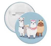 Joli badge rond en métal en forme d'alpagas, broche légère pour sac à dos, épingles à boutons tendance pour chemises, vestes, châle, manteau, unisexe, 12PCS, Fer blanc, épingles rondes en métal