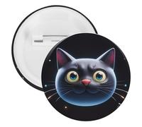 Joli badge rond en métal en forme de chat noir, broche légère pour sac à dos, épingles à boutons tendance pour chemises, vestes, châle, manteau, unisexe, 20PCS, Fer blanc, épingles rondes en métal
