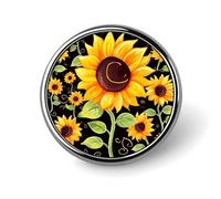 Joli badge rond en métal personnalisé en forme de tournesol pour vêtements, sacs, chapeau, broche imprimée humoristique, décoration de fête, accessoires pour homme et femme