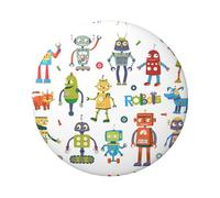 Joli badge rond imprimé de robots de dessin animé de 6 cm sur un seul côté, parfait pour décoration de style personnel et cadeau, taille unique, Métal
