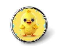 Joli badge rond jaune en forme de poule - Épinglette en émail - Broche à bouton personnalisé - Décoration de vêtements unisexe - Porte-badge pour chapeaux, sacs, chemises