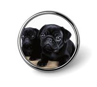 Joli badge rond noir carlin mignon broche chapeau veste décoration personnalisée épinglette vêtements bijoux accessoires pour fête de mariage cadeau