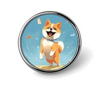 Joli badge Shiba Inu décoratif, rond en alliage d'aluminium durable, broche légère pour chemises, vestes, chapeaux, uniformes - 2,5 cm