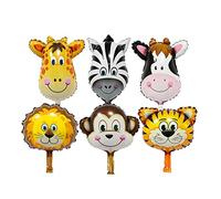Joli ballon en aluminium visage d'animal de zoo pour enfants, jouet pour fête d'anniversaire, accessoire photo