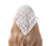 Joli bandana en dentelle transparente pour cheveux - Motif floral - Turban respirant pour filles - Photo