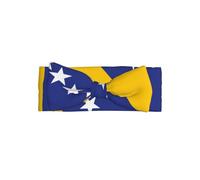 Joli bandeau avec nœud pour bébé imprimé drapeau de Bosnie-Herzégovine - Délicat et sensible pour les nouveau-nés, bandeaux en nylon extensible