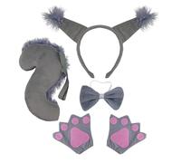 Joli bandeau avec oreilles d'écureuil et nœud papillon pour prendre des photos, bandeaux, carnaval, gants, jupe, oreilles et queue, ensemble animal et costume pour enfants équipements de jeu de rôle