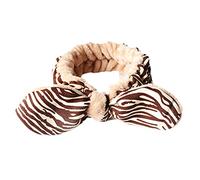 Joli bandeau élastique imprimé léopard en peluche avec gros nœuds doux pour la douche, la beauté, les soins de la peau, bandeau à pois rayés, bandeau élastique en fourrure pour femme